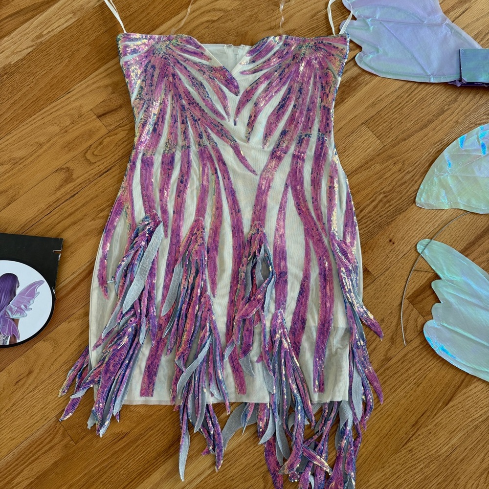 Fairy glitter sequin dress fairy wings costume cosplay - Picture 3 of 6